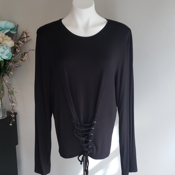 NOBO Tops - Soft lace up long sleeve shirt
